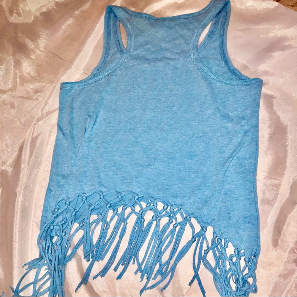 SOLD CLEARANCE - Kavio, Lite blue, fringed, cropped tank top. Size  m - Picture 4 of 7